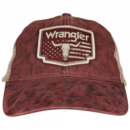 Wrangler Classic Logo American Flag Washed Adjustable Trucker Hat